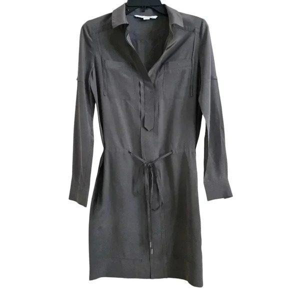 Diane Von Furstenberg Taya Women Silk Dress Steel Gray Size 2 #063 - Picture 2 of 10